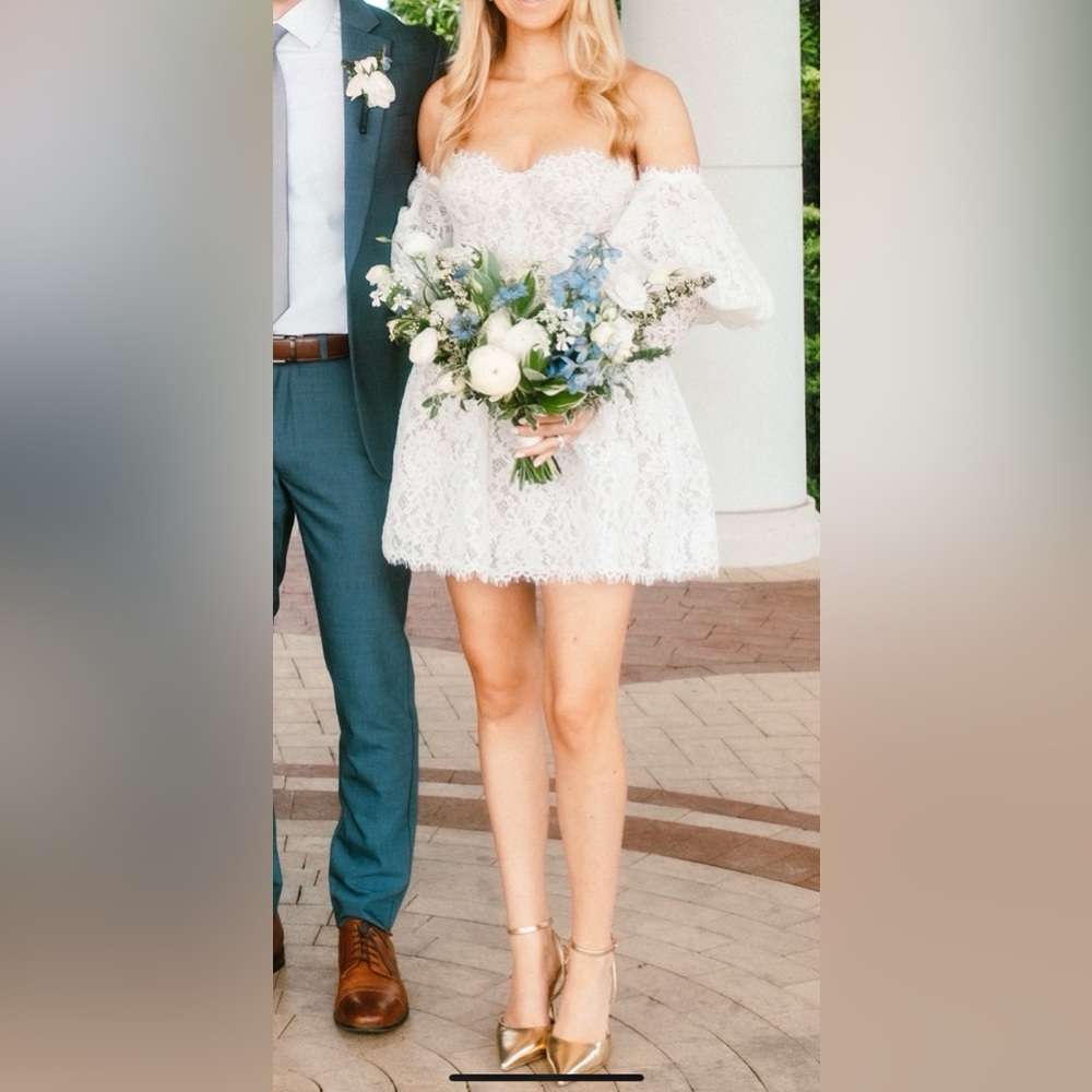 By Watters Tart White Lace Dress